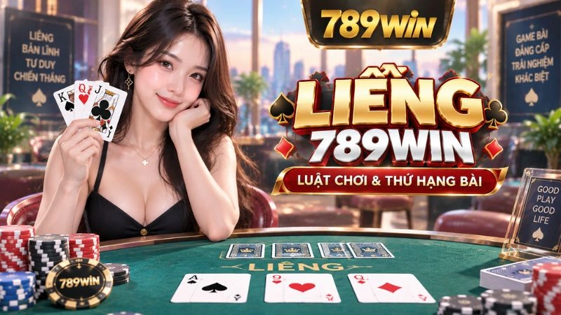 Bàn Liêng 789WIN với ba lá bài và khu vực cược